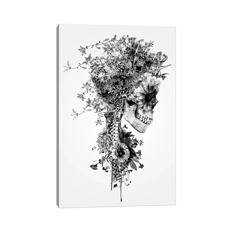 Skull B&W by Riza Peker - Wrapped Canvas Print, 101.6 cm H x 66.04 cm W x 1.91 cm D