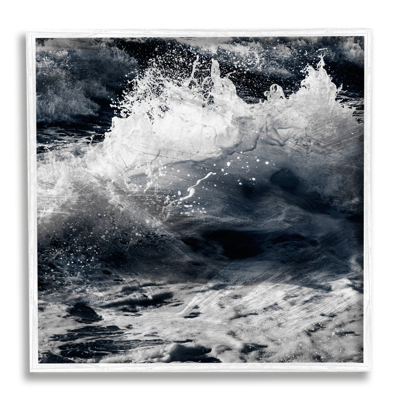 « blue ocean wave surface vieilli », impression, H 17 po x l 17 po x P 1,5 po, Giclée encadrée blanc bord de mer