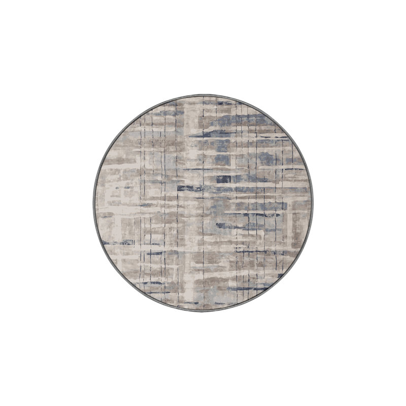 Tapis gris lavable à la machine, Rond 6 pi