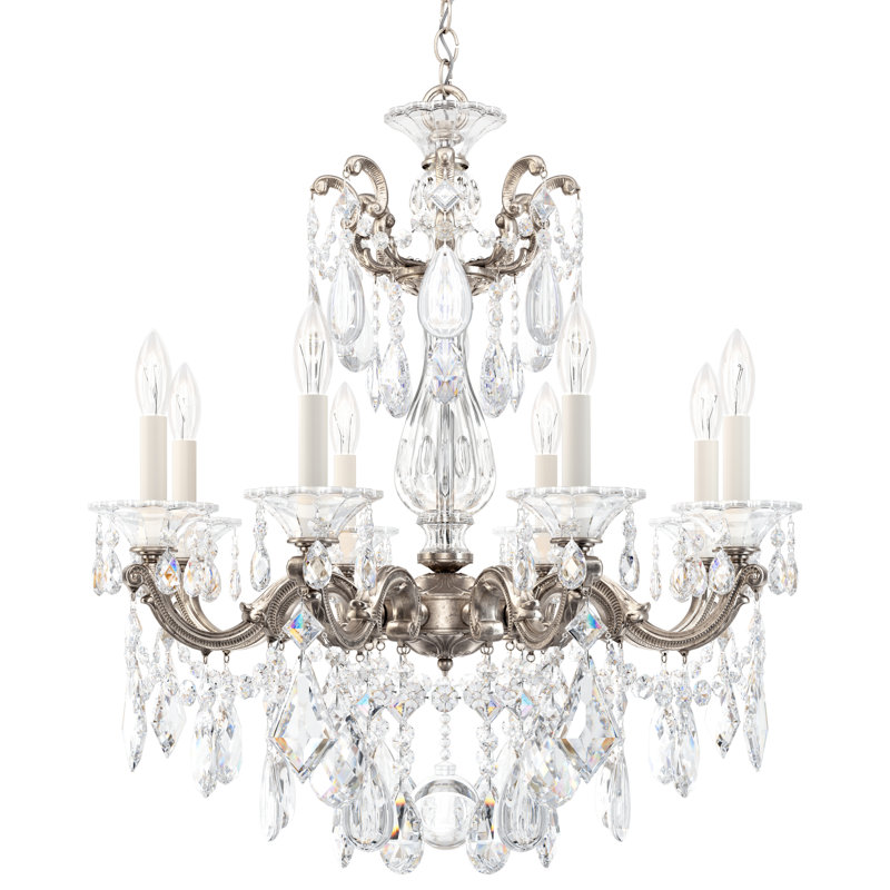 La Scala 8 - Light Glass Chandelier, Etruscan Gold, Handcut Clear