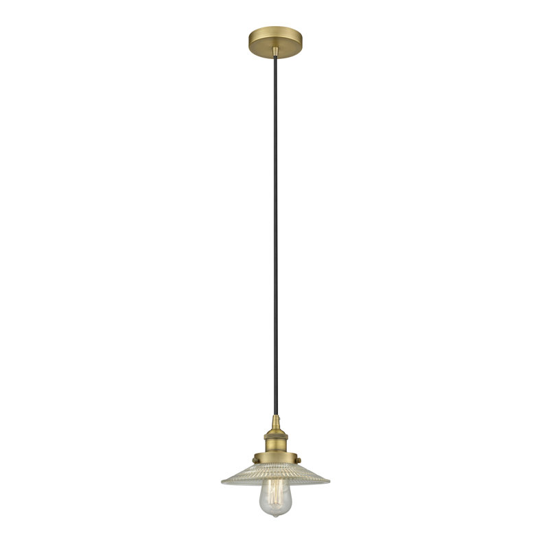 Luminaire suspendu conique à 1 lumière Cahaba, Transparent, Laiton brossé