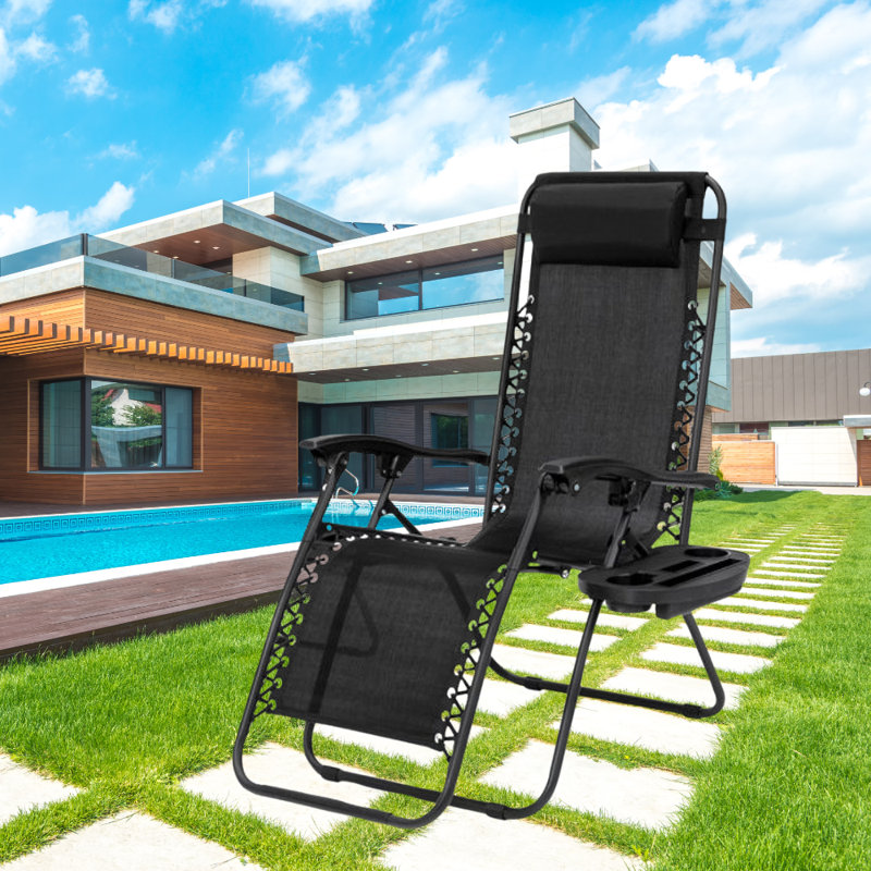 Chaise pliante zéro gravité Andreane, Noir
