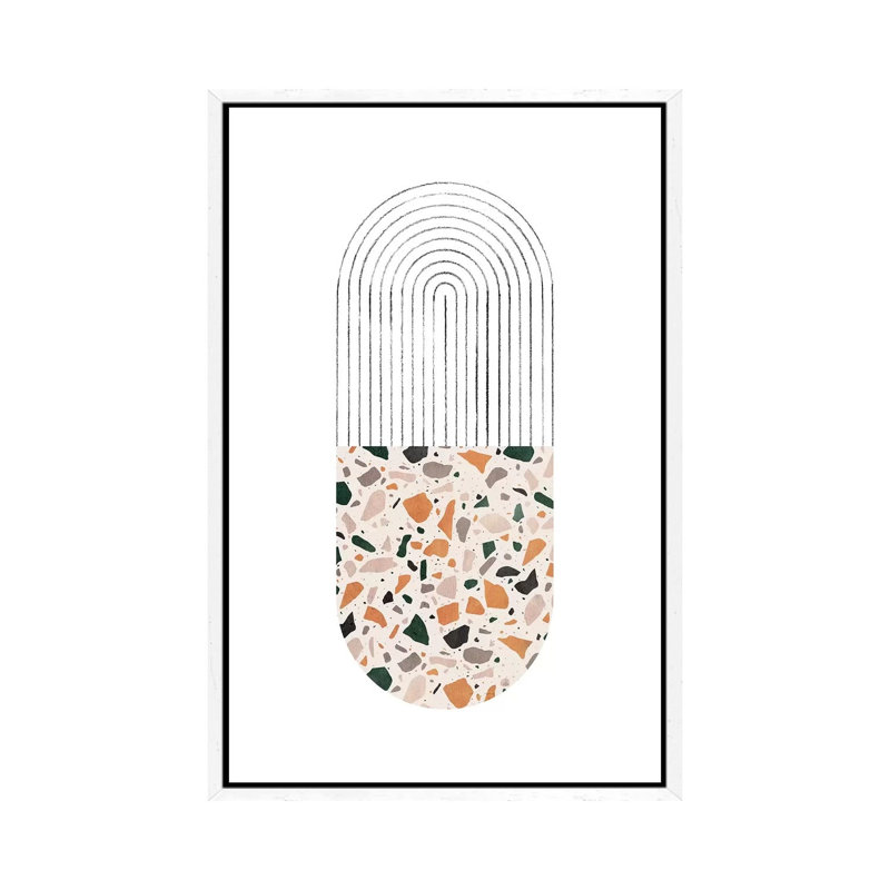 Terrazzo Arch - Painting on Canvas, 66.04cm H x 45.72cm W x 3.81cm D, White Framed