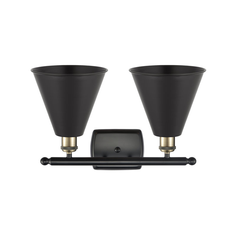 Éclairage pour salle de bain 2 lumières en laiton antique noir Aneika, Ampoule non incluse