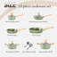 Ensemble de 12 casseroles de cuisson vertes, casseroles et poêles antiadhésives en granite