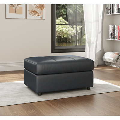 Latitude Run® Caro Leather Upholstered Ottoman
