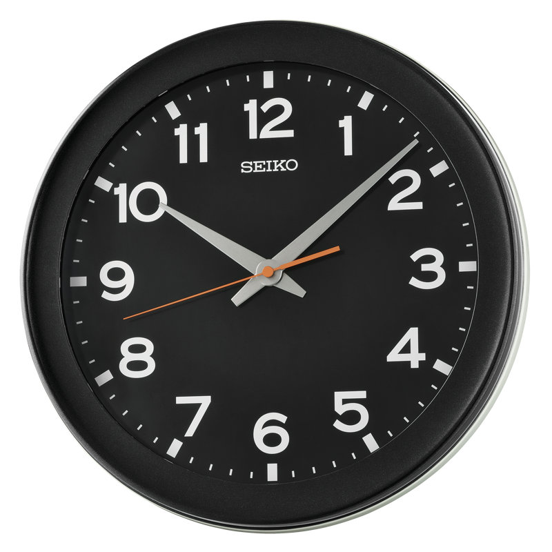QXA835KRH Wall Clock, Black, Black