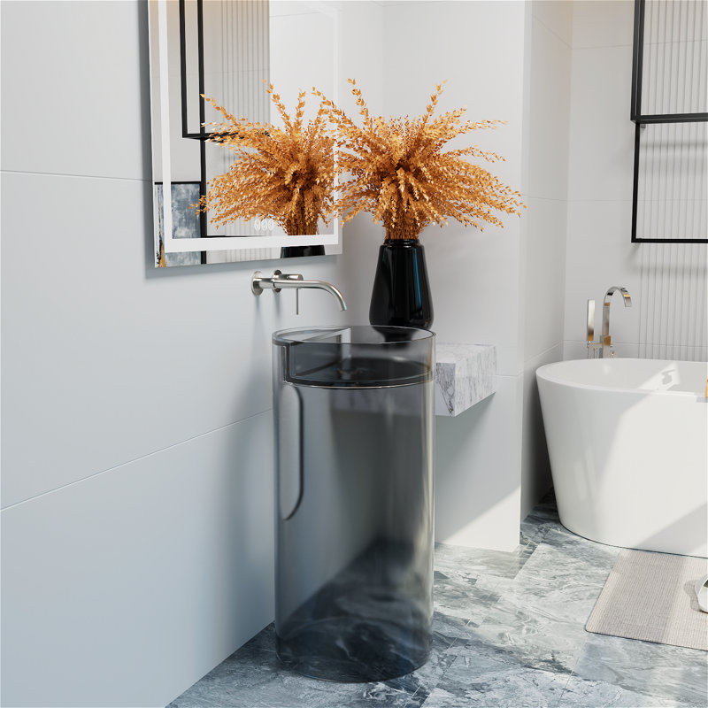 Lavabo de salle de bain 35 po, Bois de frêne noir