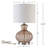 20.25” Brown Gourd Table Lamp With Glass Base And Linen Shade-1908594523