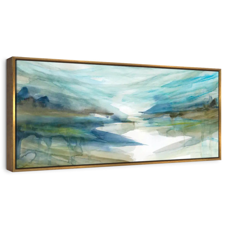 Spring Reflection II, Floating Frame Gold, 37" X 13"