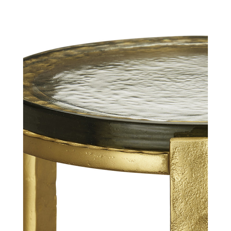 Acea Glass End Table, 23.5" H x 12" W x 12" D, Gold