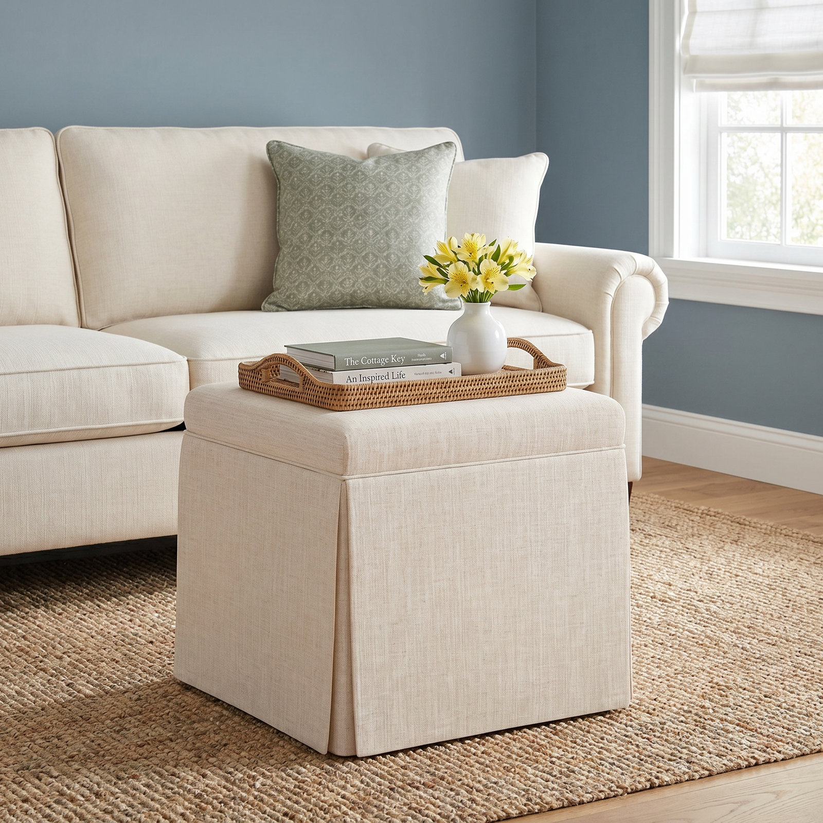 Bash 20" Ottoman, Milsap Spray Sustain® Tweed