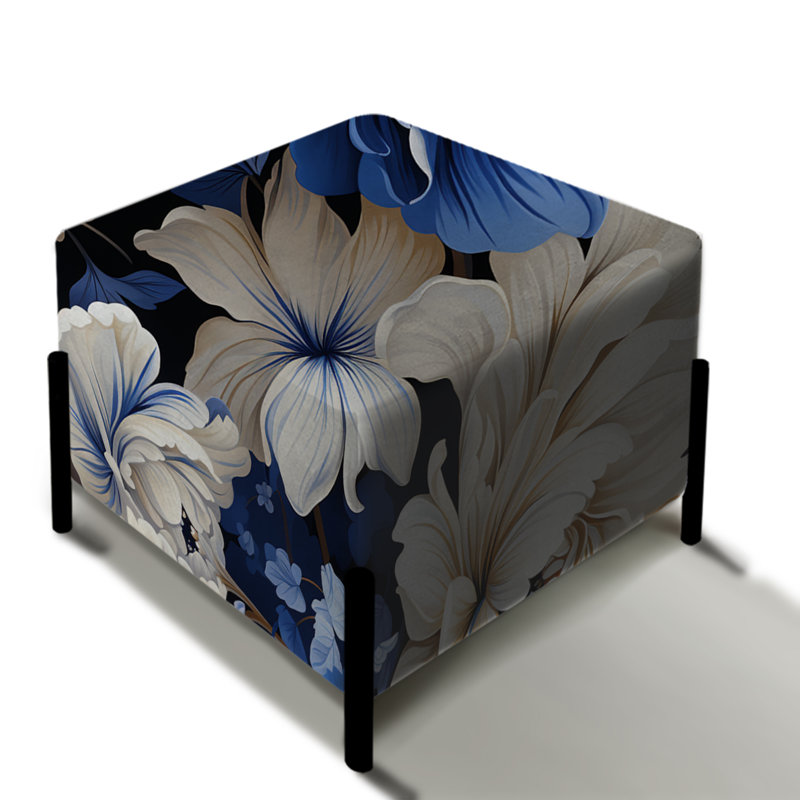 Repose-pieds carré bleu Floral Renaissance