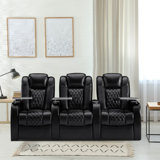 Leather Power Reclining Home Theater Seating with Cup Holder