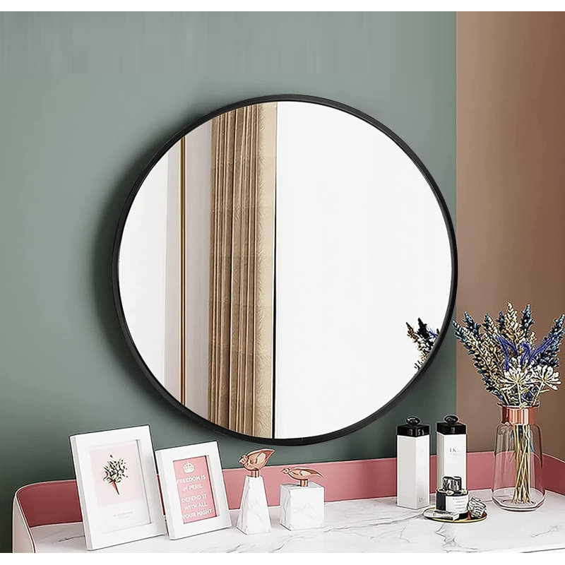 Aluminium Round Mirror, Black