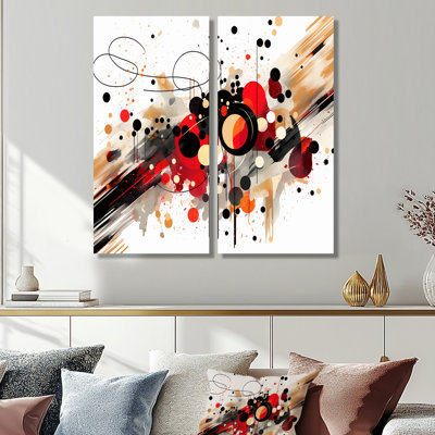 Rouge et noir symphonie abstraite I - art mural moderne rouge