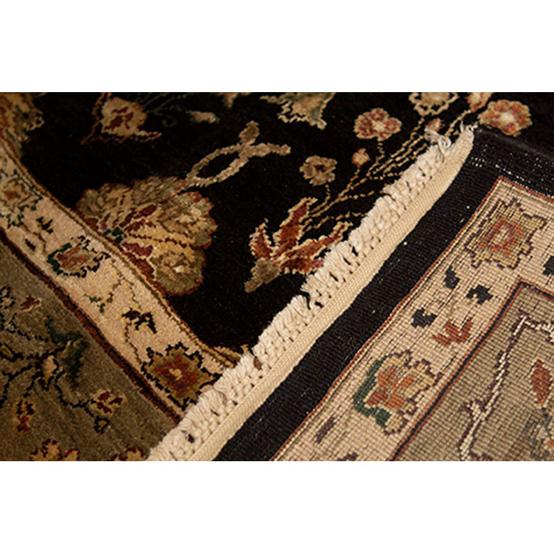 Tapis noir et brun de haute qualité noué à la main, Rectangle 9 pi 1 po x 12 pi 2 po