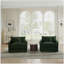 Ensemble de 2 chaises d'appoint, fauteuils rembourrés en chenille haut de gamme, chaises d'appoint de salon avec coussin décoratif, chenille verte-1738878753
