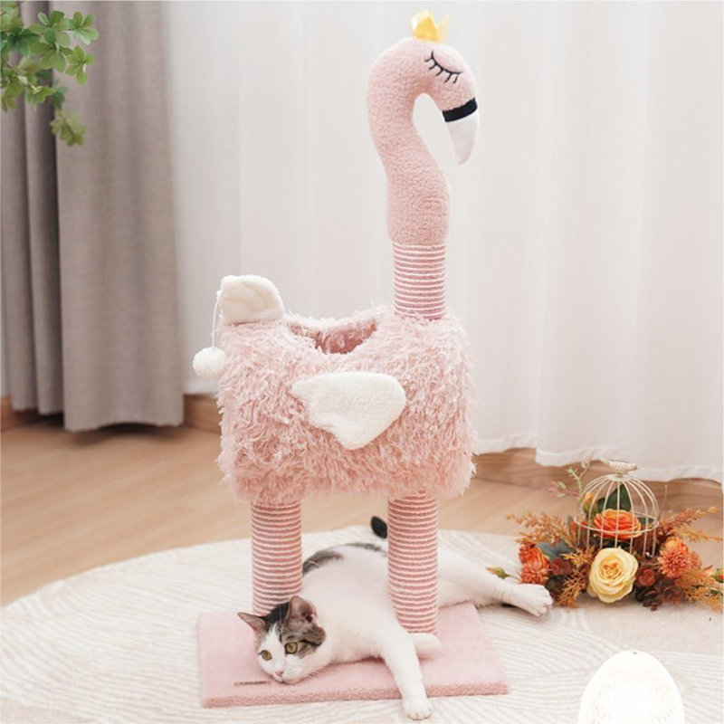 Structure d'escalade pour chat en flamant rose