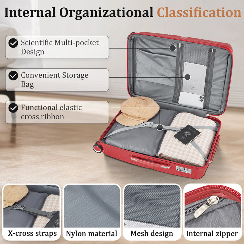 Luggage Sets 4 Piece PP Lightweight & Durable Expandable Suitcase