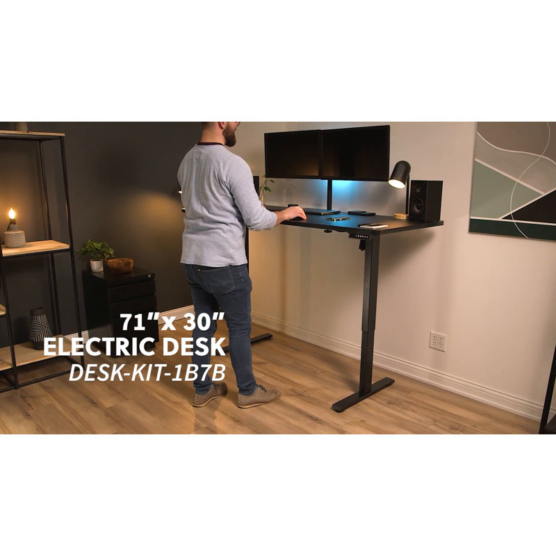White Adjustable Height Electric Standing Desk with Memory Presets