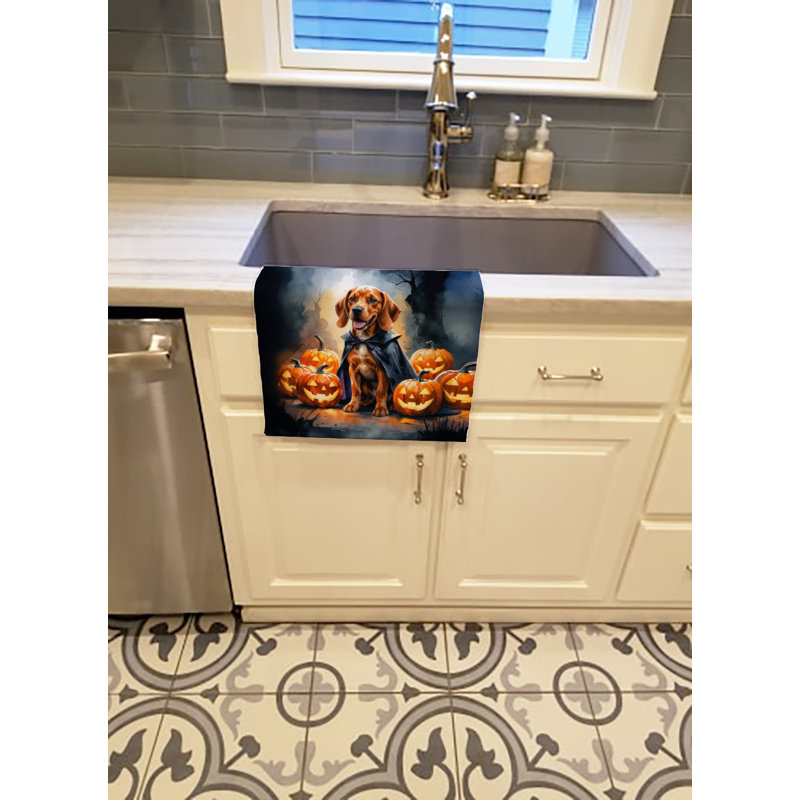 Vizsla Puppy Halloween Kitchen Towel, Vizsla