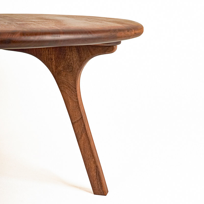 Sidney Solid Walnut Wood Round Coffee Table, Mid-Century Modern, 16" H x 44" L x 44" W
