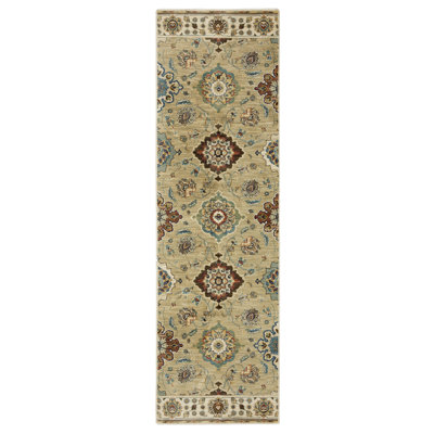 Tapis floral en polypropylène tissé à la machine brun clair / rouge / brun