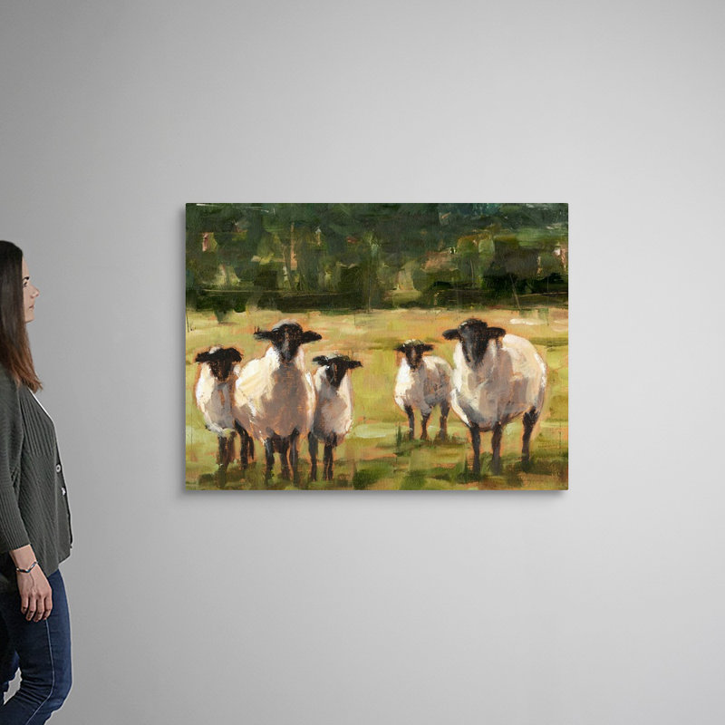 Sheep Family I, art mural sur toile, Toile tendue, H 36 po x l 48 po x P 1 po