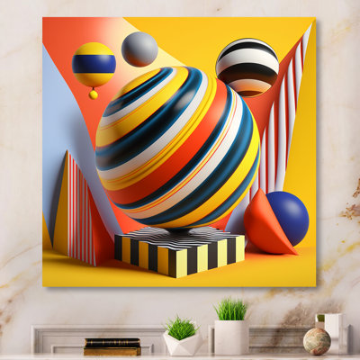 Pop Art Sphères colorées II - décoration murale géométrique moderne en métal