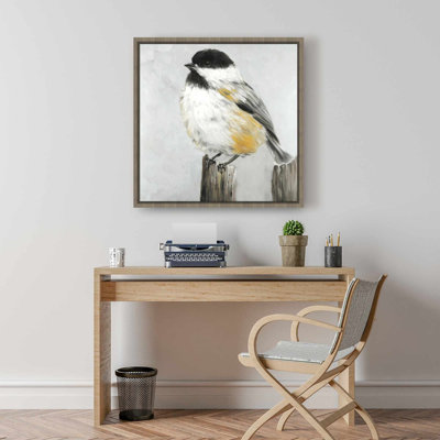 Toile grise contemporaine pour chambre à coucher - Mésange charbonnière