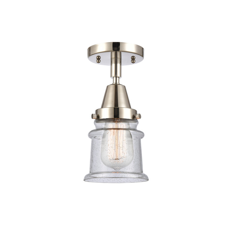 Plafonnier semi-encastré en verre Alvi, Nickel poli, H 10 po x l 5,25 po x P 5,25 po, Bullé