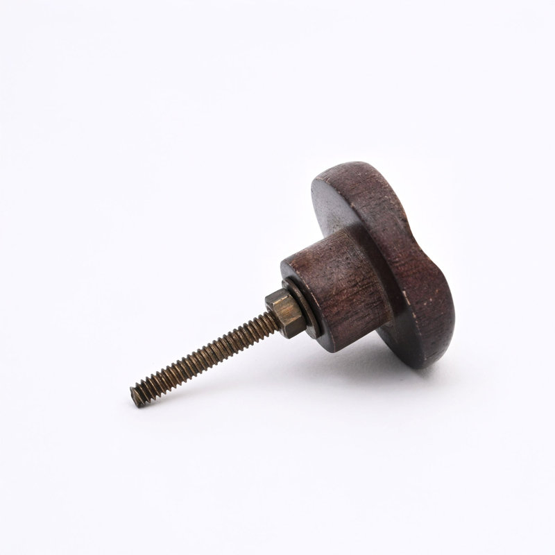 Rimmed Brown Wooden Knob – Set of 6