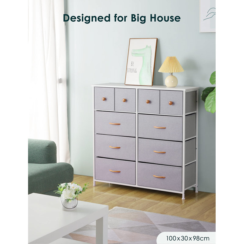 Leibuy Steel 100cm W 10 - Drawer Chest of Drawers, Grey