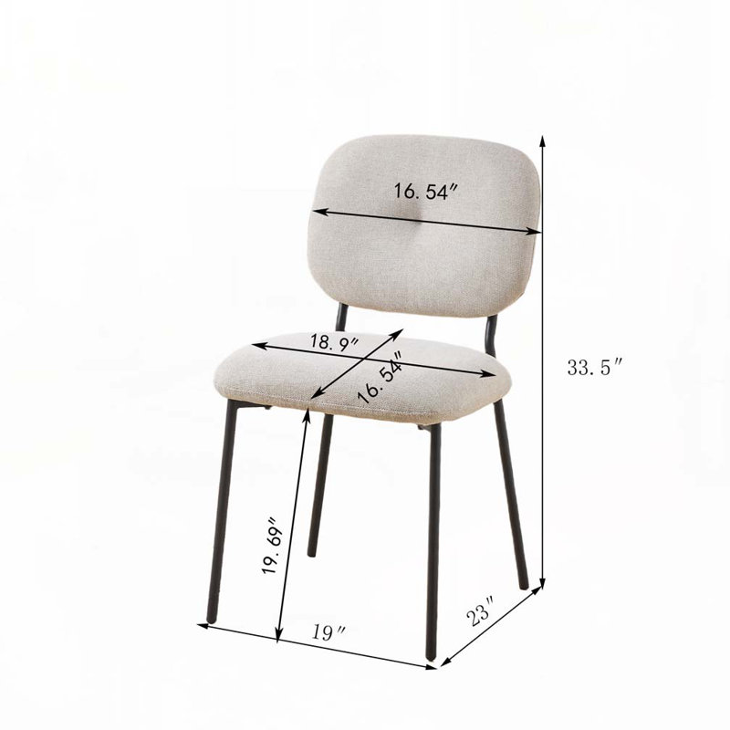 Chaises de salle à manger rembourrées, Noir, Blanc
