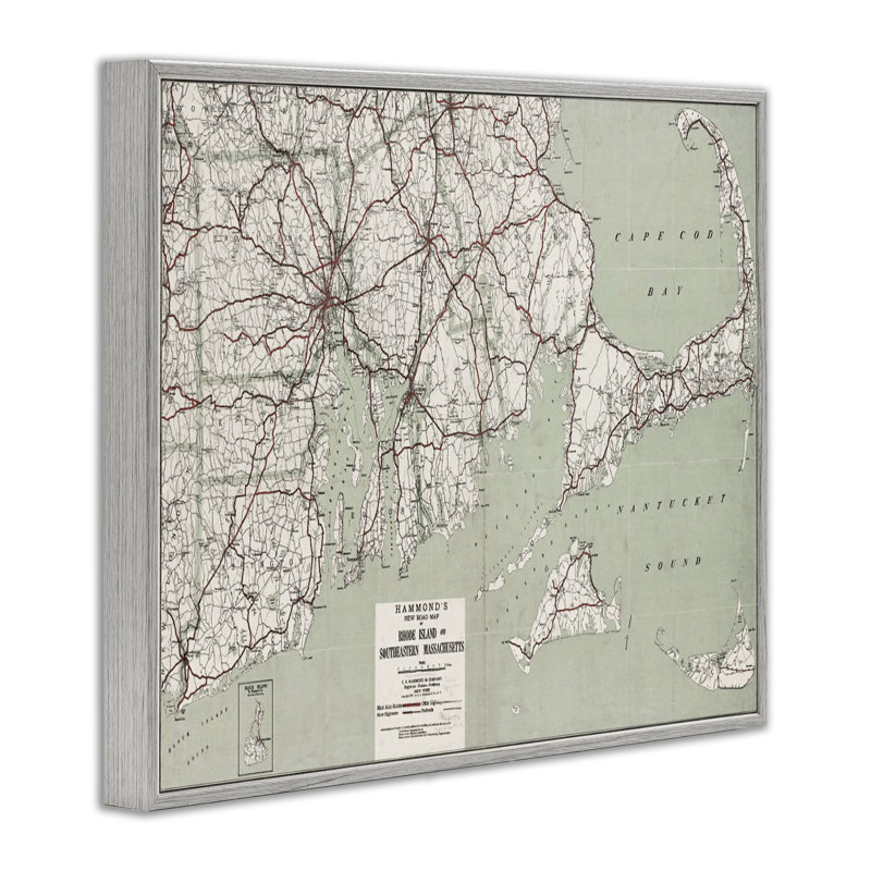 Cape Cod & RI Map, estampe numérique encadrée par Graffi *ee Studios, Estampe numérique Farmhouse, H 11 po x l 14 po
