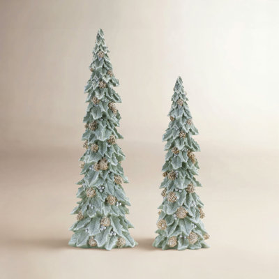 2-Piece Holly Pinecone Tabletop Tree Set