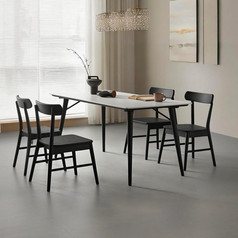 Ensemble de salle à manger moderne en ardoise minimaliste, H 29,6 po x l 31,5 po x L 63 po, Blanc / Blanc