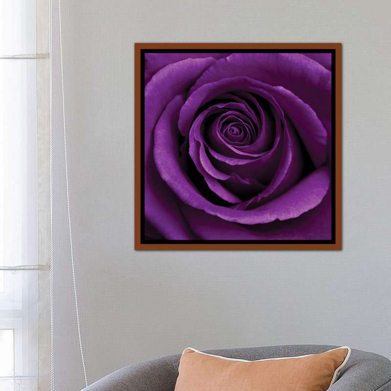 «Purple Rose I» par Tom Quartermaine - impression d'art graphique, H 26 po x l 26 po x P 1,5 po, Cadre flottant brun