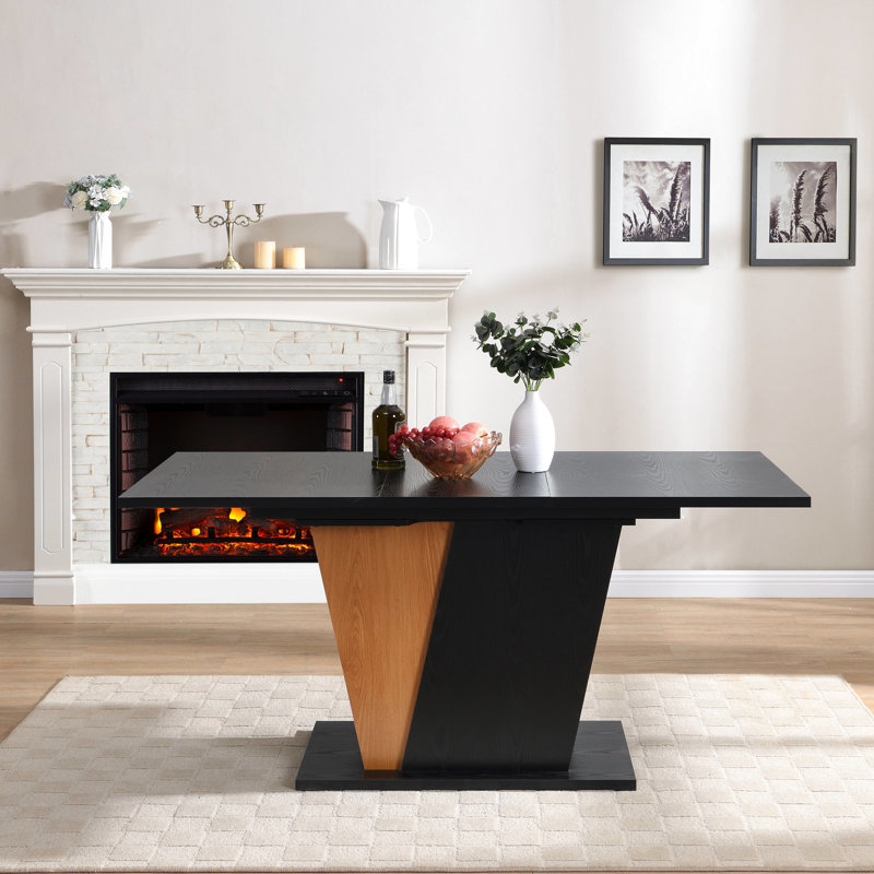 Table extensible moderne de 60,08 pouces - en bois avec rangement. Structure en métal, plateau de table réglable pour le rangement de la salle à manger et de la maison. Base, différentes occasions