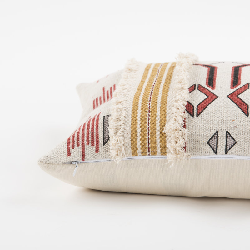 Southwestern Red and Gold Cotton Tribal Throw Pillow