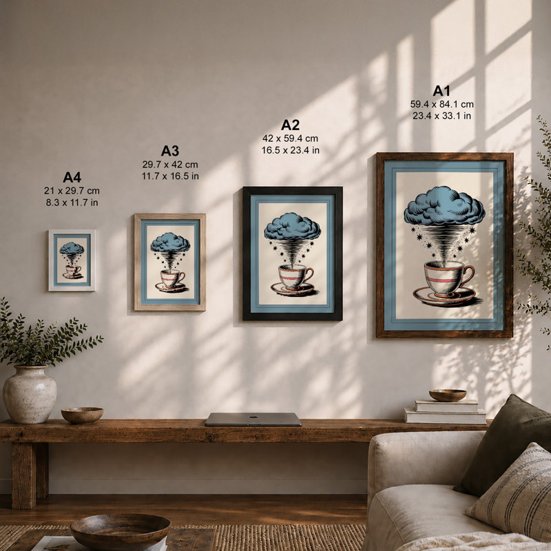 Teacup Tornado Surrealism - Print, A4 - 29.7 x 21.0 cm, Oak
