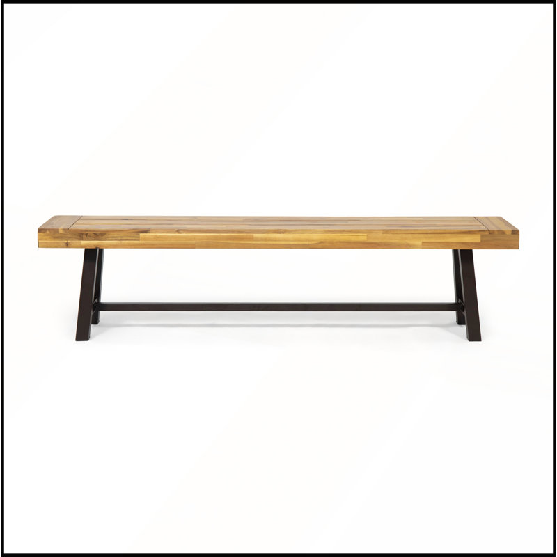 74 banc de salle à manger d'extérieur en bois d'acacia avec pieds en forme de A pour une assise durable et élégante