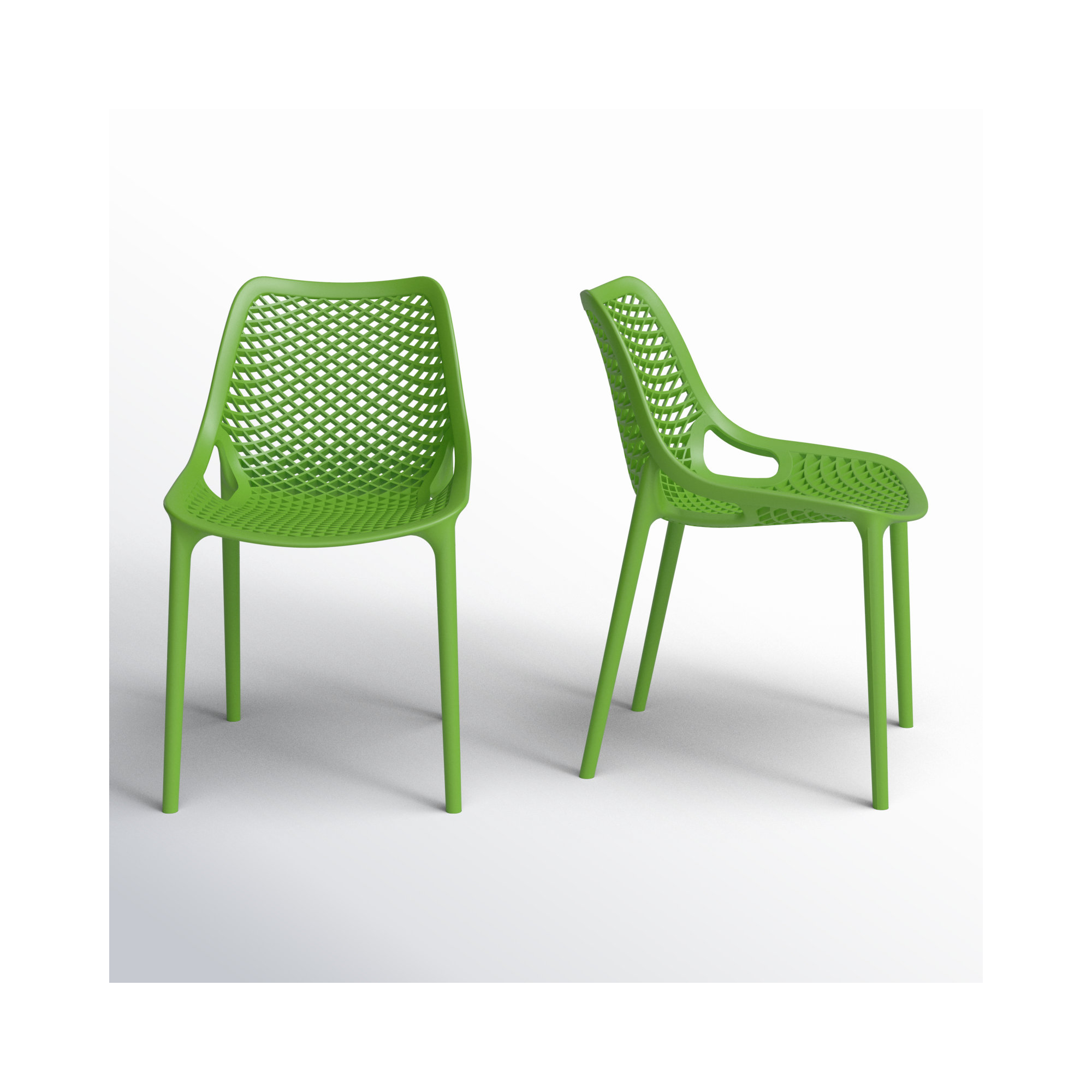 Farrah Outdoor Stacking Dining Side Chair, Tropical Green