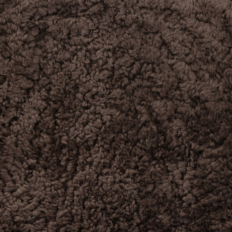 Bilbury Oval Ottoman-Taupe Shearling, Burnt Oak, Cocoa Shearling