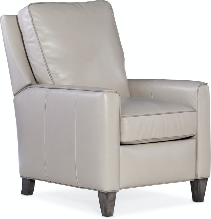 Yorba Leather Armchair, Aline Light Gray Stonewash Genuine Leather, Cobblestone, Push Back