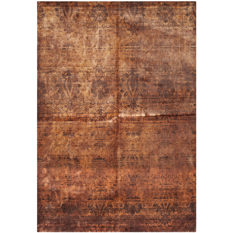 Tapis brun en viscose / coton tissé à la main Savorey, Rectangle 8 pi x 10 pi