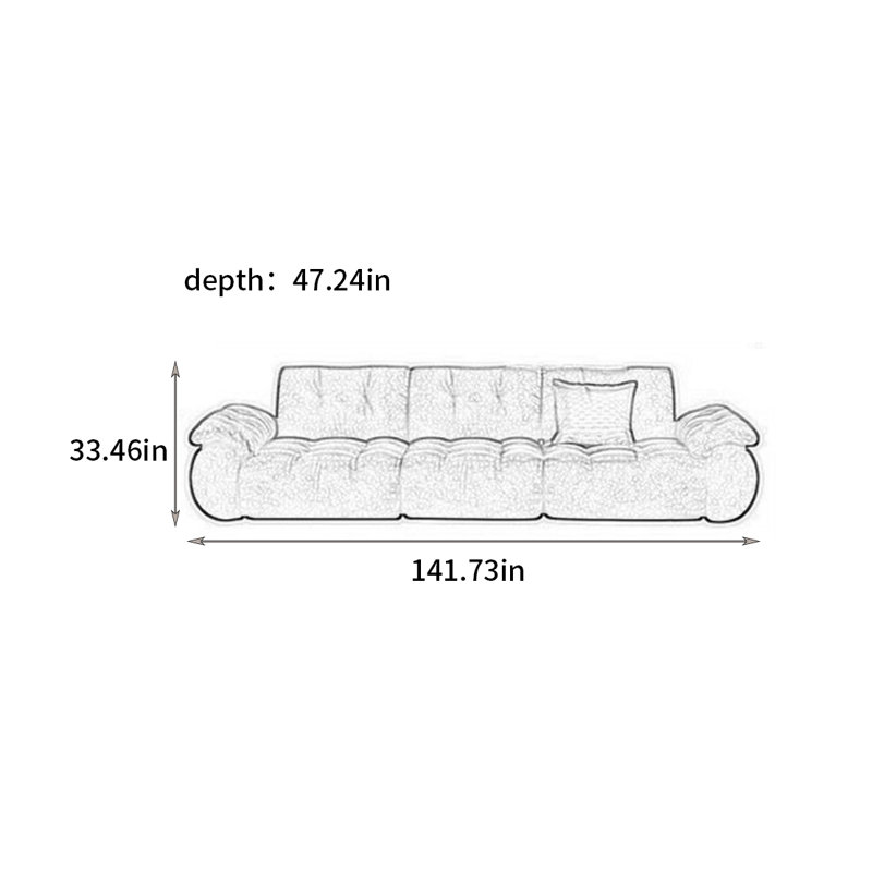 Canapé simple de style italien, 33.46" H x 141.73" W x 47.24" D, 5