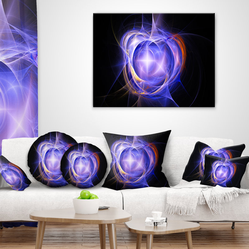 Supernova Explosion Blue - Abstract Printed Pillow, 16" x 16", Purple/Black