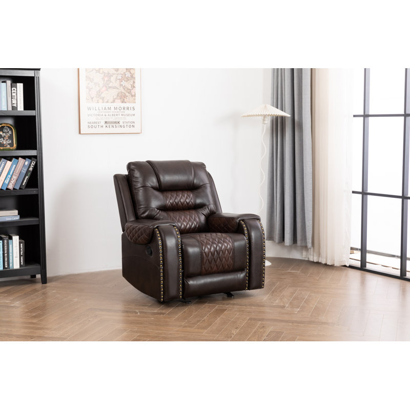 Fauteuil inclinable et berçant en cuir Ilyia, Similicuir brun